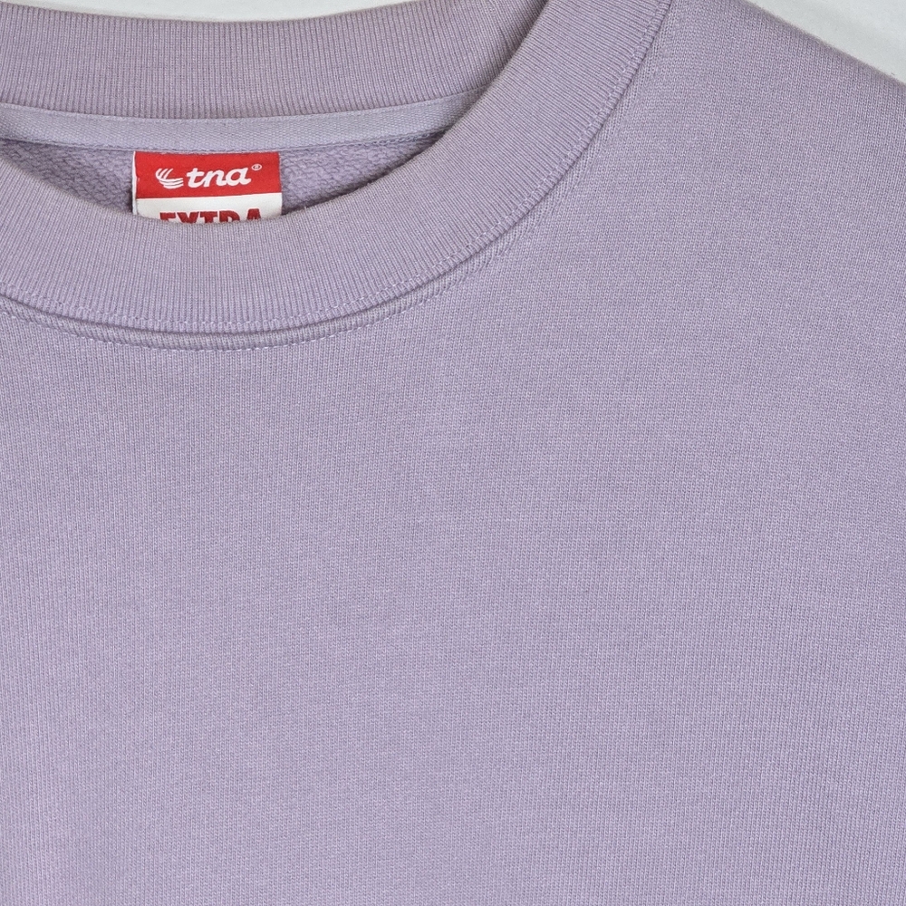 Tna Extra Fleece Women's Organic Cotton Sweatshirt Lavender Crewneck Sustainable - Picture 5 of 12